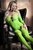 Stargazing Cold Shoulder Jarretel Catsuit - Neon Green Stargazing Cold Shoulder Jarretel Catsuit - Neon Green