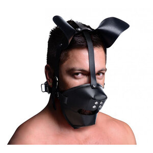 Puppy Play Mask With Ball Gag - Black