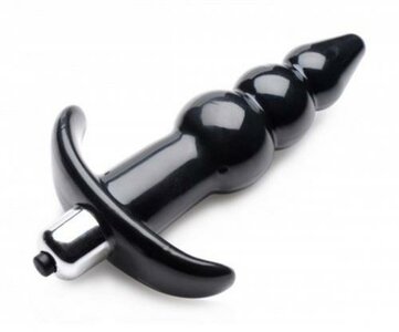 Bubbly Vibrating Anal Plug With Ribbing - Black