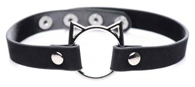 Kinky Kitty Ring Slim Choker - Black