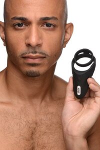Vibrating Taint Stim Cock Ring - Black