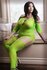 Stargazing Cold Shoulder Suspender Catsuit - Neon Green_