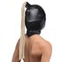 Blonde Ponytail Bondage Hood - Black_