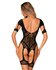 Mesh Bodystocking With Garter Design - Black_